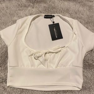 Prettylittlething white crop top
